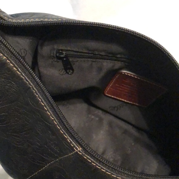 Fossil Genuine Leather Embossed Shoulder Bag Purse - Picture 9 of 10